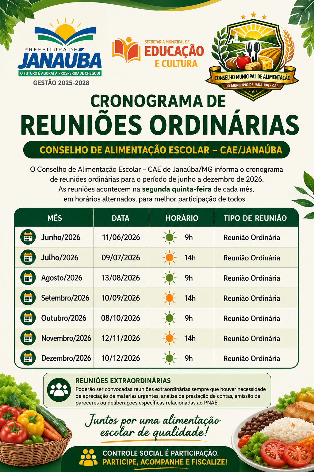Imagem informativa do Cronograma